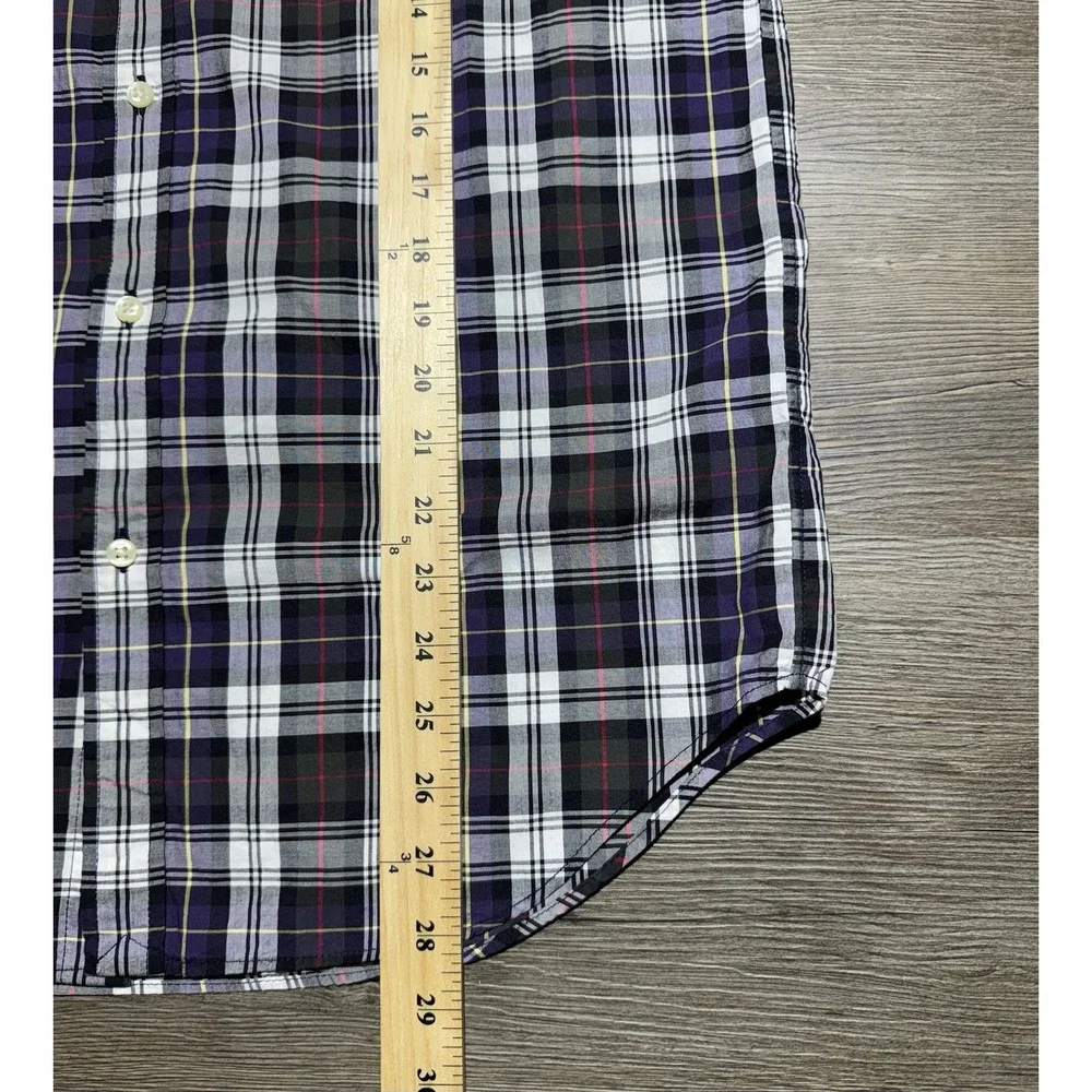 Ralph Lauren Boys XL 18-20 Plaid Button Down Shirt Gray 100% Cotton